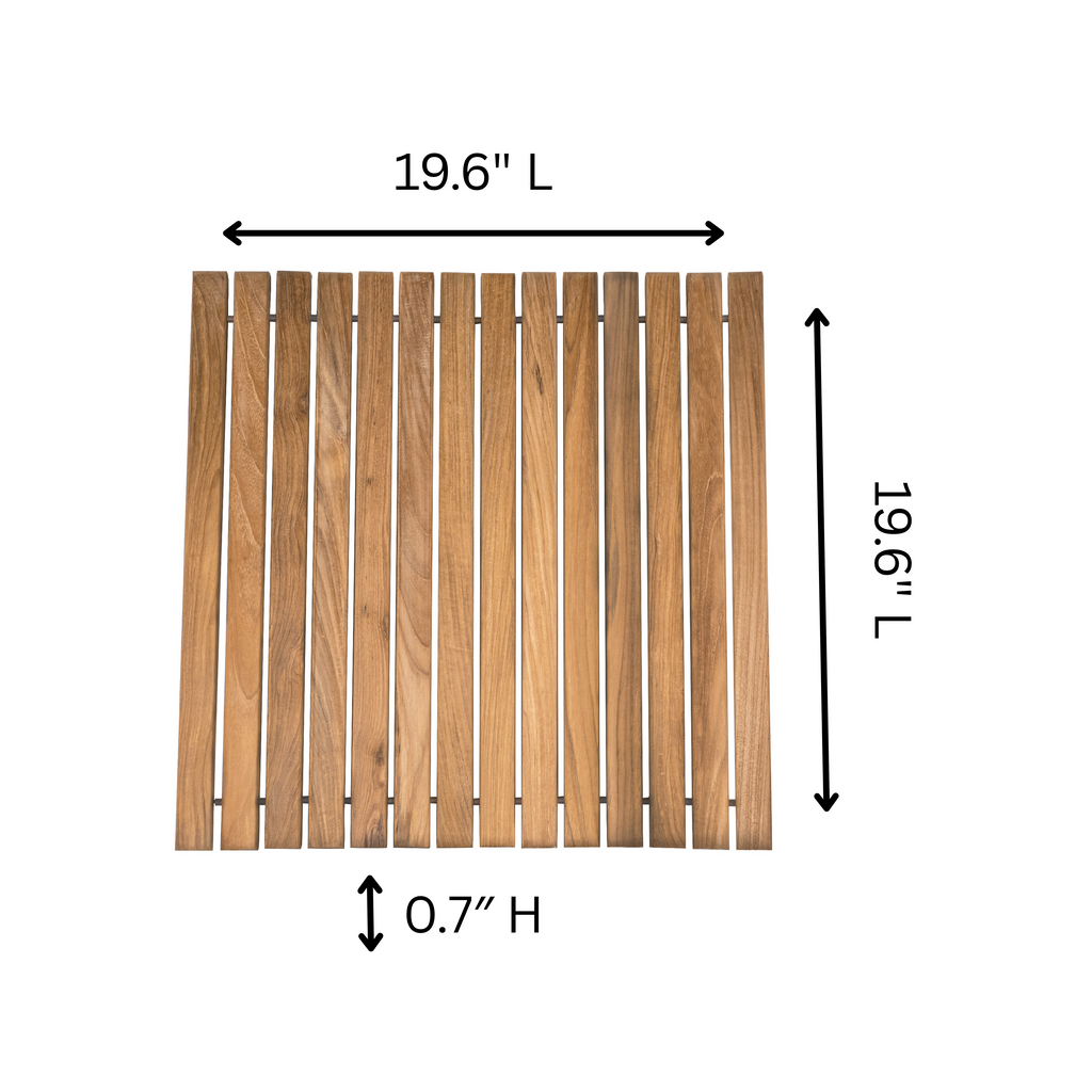 Bahama Teak Shower and Bath String Mat with Rubber Footing 19.6″ x 19.6″